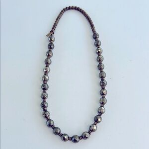 Love Pray Jewelry Faceted Pyrite & Wood Bead Healing Gemstone Necklace